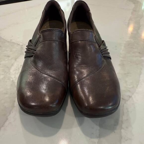 Michel M Pineapple Leather Slip On Wedge Clogs Women's 10M Brown Comfort Casual - Picture 5 of 10